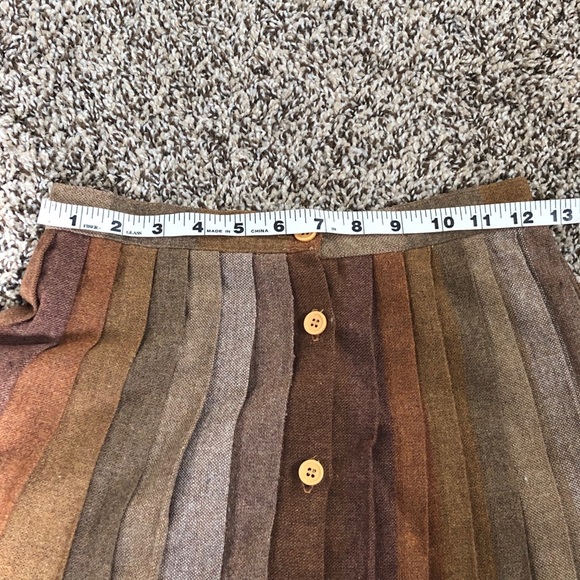 Vintage Brown Ombré Knife Pleated Skirt, Small - Picture 3 of 6